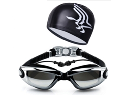 Gafas de natación antivaho con revestimiento UV, antifugas, incluye pinza nasal y tapones para los oídos gratis para adultos y niños.