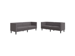Maison Exclusive - Juego De Sofás Chesterfield 2 Piezas Cuero Sintético Gris