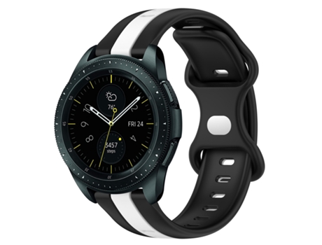 Correa de reloj inteligente para Samsung Galaxy Watch 42 mm 20 mm Hebilla de mariposa de silicona bicolor (negro + blanco)