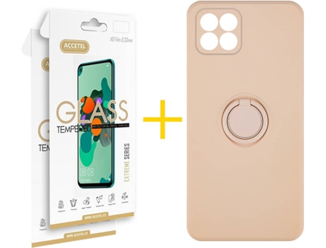 Carcasa + 2 Protectores de Pantalla para Huawei P40 Lite ACCETEL Rosa Pastel