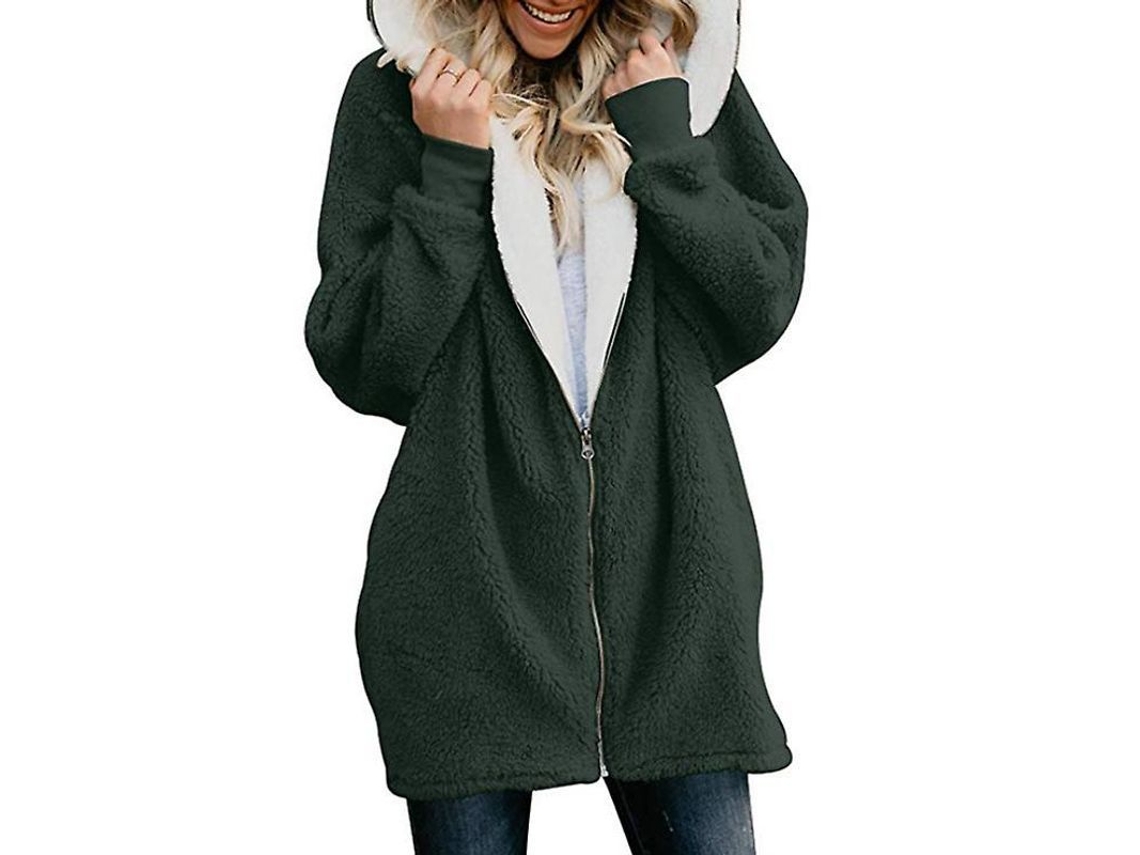 2026-abrigo Para Mujer Con Capucha Fluffy Forro Polar Chaqueta Exterior