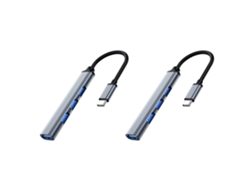 Paquete De 2 Concentradores Usb-c A Usb 3.0 De 4 Puertos, Adaptadores De Datos Multipuerto Para Portátiles, Pc Y Macbook (plateado)