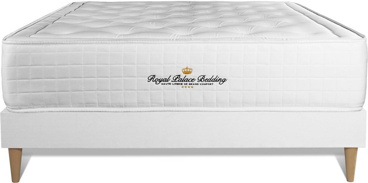 Conjunto de Somier Blanco + Colchón ROYAL PALACE BEDDING Buckingham (180x220 cm - Espuma Viscoelástica)