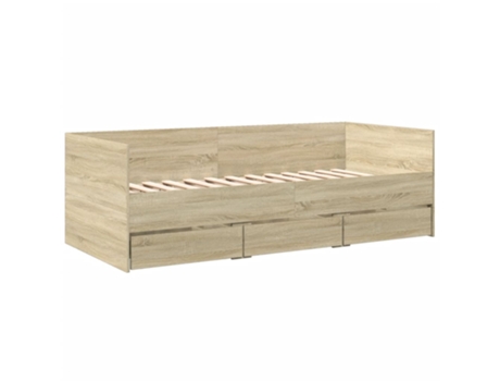 Tumbona con cajones madera ingeniería roble Sonoma VIDAXL (90 x 190 cm)