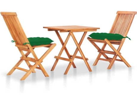 Conjunto 3 Conjunto de comedor de jardín VIDAXL Verde Teca (60x60x65 cm)