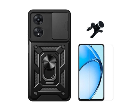 Funda Cleargorilasglass Proteção Militar Janela para Oppo Oppo A60 GIFT4ME Vidrio Templado Negro