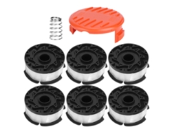 Carrete de cortacésped de 6 piezas con cubierta, accesorios de repuesto para Blackdecker AF100