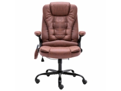 Silla De Oficina | Silla De Trabajo | Silla De Escritorio De Masaje Piel De Ante Sintética Marrón Claro Wsd541410