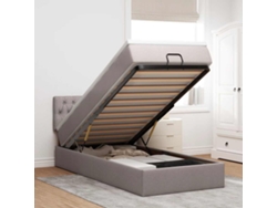 Syfax™ Estructura De Cama Otomana Colchón Tela Gris Pardo 90x190cm