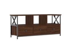 Maison Exclusive - Mueble Tv Hierro Madera Contrachapada Roble Marrón 102x33x45 Cm