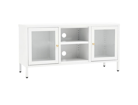 Maison Exclusive - Mueble para el televisor acero y vidrio blanco 105x35x52 cm