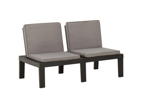 MAISON EXCLUSIVE - Banco de jardín con cojines plástico gris