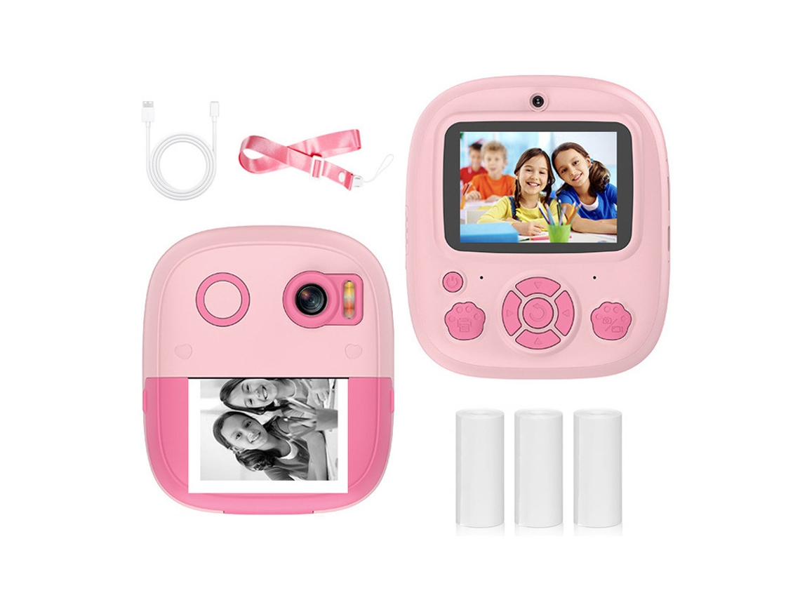 Cámara instantánea Eifson 1080p, lente dual, pantalla IPS de 2,4 pulgadas, zoom 8x (rosa)