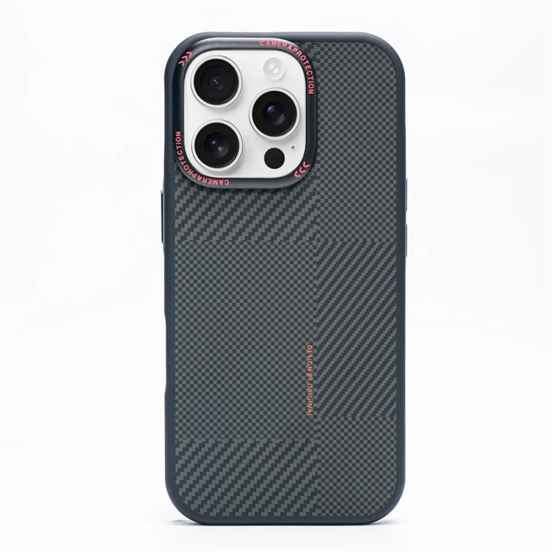(negro, Iphone 16 Pro Max) Funda Para Teléfono Con Textura De Fibra De Carbono, Compatible Con Carga Inalámbrica Magnética, Protege La Cámara.