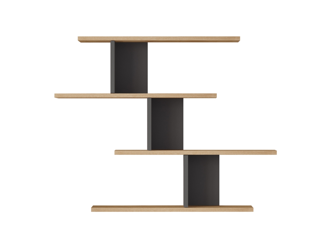 Estantería de pared Hökkomi con 4 baldas 78x99x15cm Aspecto madera/antracita [EN.CASA]