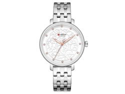 Reloj de cuarzo casual para mujer, delgado, resistente al agua, con correa de cuero plateada.