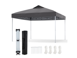 Tienda Plegable Con Cierre Central Y Asas Para Empujar Costway Plegable (2,95 X 2,95 M - Tela Oxford - Gris)