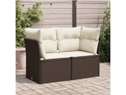 Sofá de jardín de 2 plazas con cojines, mimbre marrón, PE, Dkd Home Decor