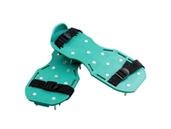 Zapatos de jardinería verdes, de nailon, acero y plástico con aireador.