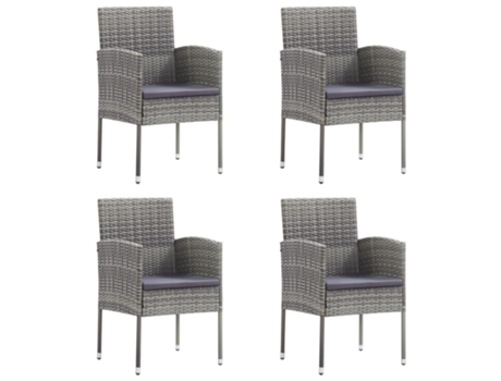 Conjunto 4 Silla De Jardín VIDAXL Gris Poli Ratán
