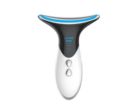 Dispositivo de belleza facial para el cuello Ems Terapia de fotones LED de 3 colores Estiramiento de la piel Reducción de papada BISBISOUS Azul