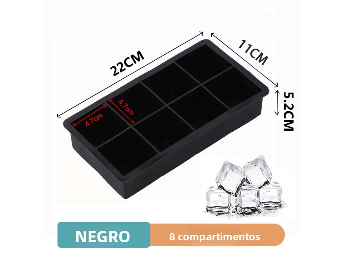 (8 Compartimentos Negros) Molde Grande De Silicona Para Cubitos De Hielo, Máquina Para Hacer Hielo Casera, Bandeja Ecológica Para Cubitos De Hielo