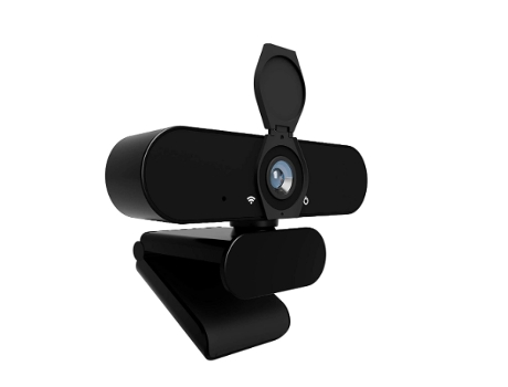 Cámara Web con Micrófono y Cubierta de Privacidad 2K/30Fps para PC de Escritorio, Portátil y Mac Cancelación de Ruido Negro BISBISOUS