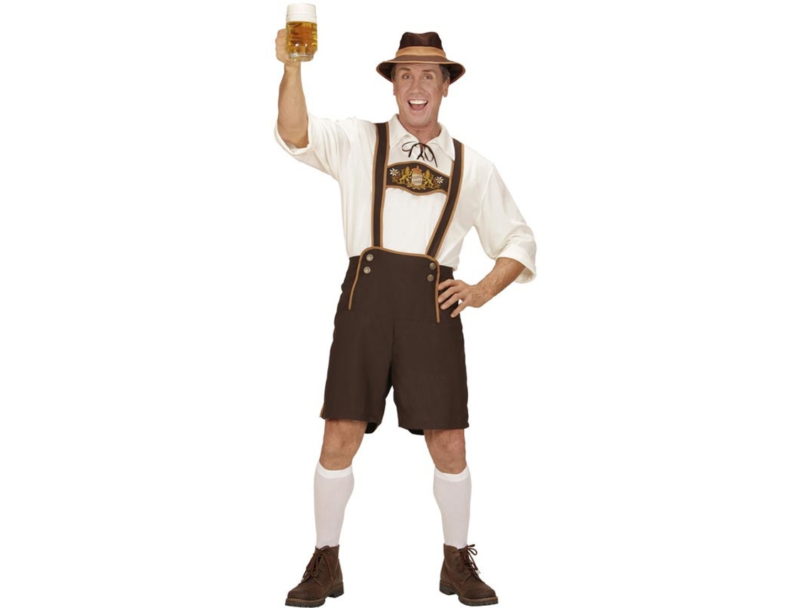 Disfraz de Bávaro blanco y marrón con sombrero para hombre