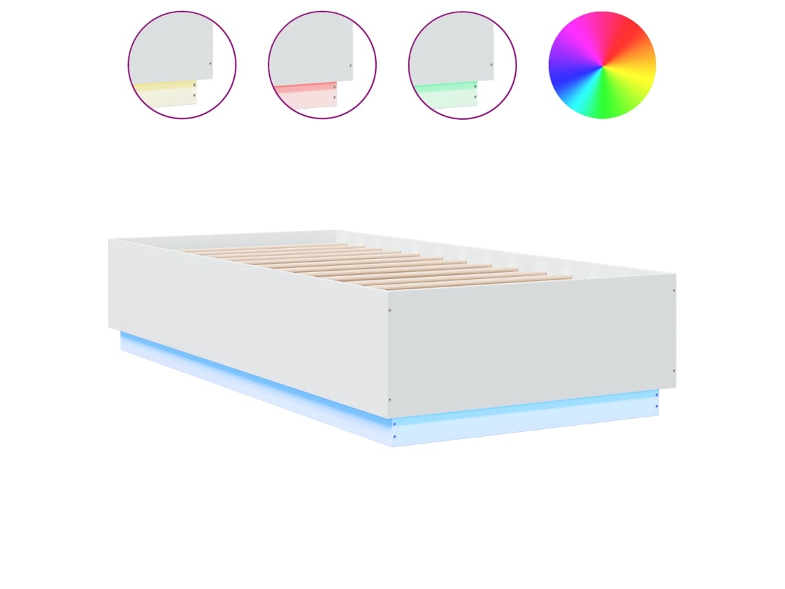 Maison Exclusive - Estructura De Cama Con Led Madera Ingeniería Blanco 100x200 Cm