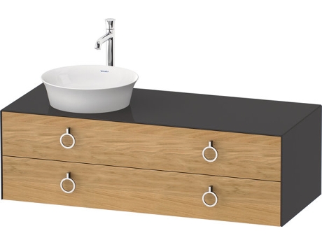 DURAVIT Tulip blanco, mueble de baño colgado en la pared, ancho 1300 x profundidad 550mm, con 2 cajones, con tirador, WT4992L