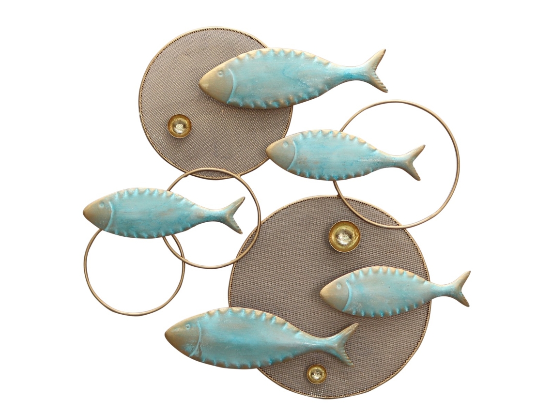 Adorno Pared Peces Azul de Metal 50X4X50cm Aplique Metal Mandalas Decorativos Mandalas Decorativos Pared BY SIGRIS