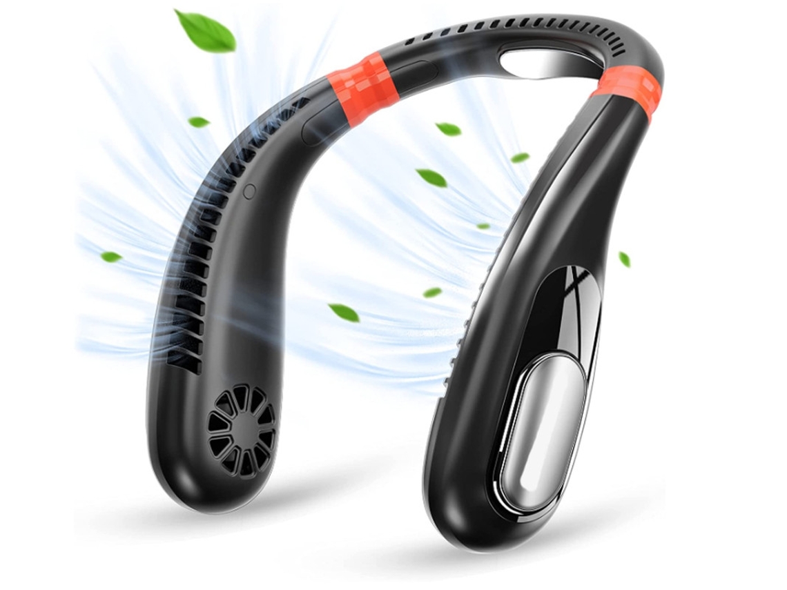 Ventilador de cuello portátil, recargable de 6000 mAh, Yizhood 360° (negro)