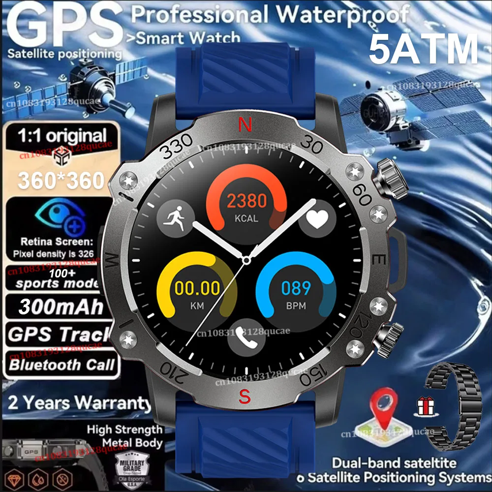 Reloj Inteligente Gps (azul + Correa De Acero), Resistente Al Agua, Gps Gnss De Doble Frecuencia Integrado, Seguimiento De Actividad.