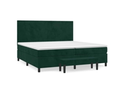 Maison Exclusive - Cama Box Spring Con Colchón Terciopelo Verde Oscuro 200x200 Cm