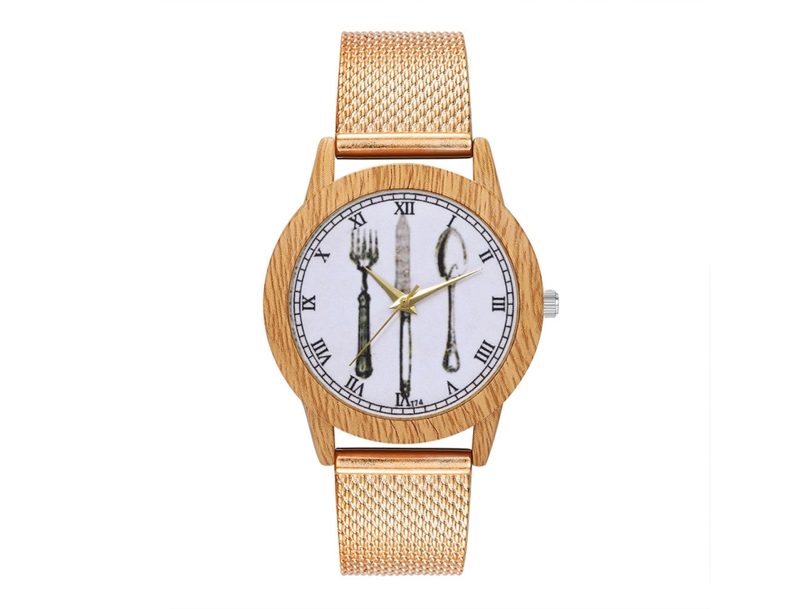 Reloj De Pulsera De Malla Zhoulianfa Simple Fashion Cuarzo Para Hombre Y Mujer T74-f (oro Rosa)