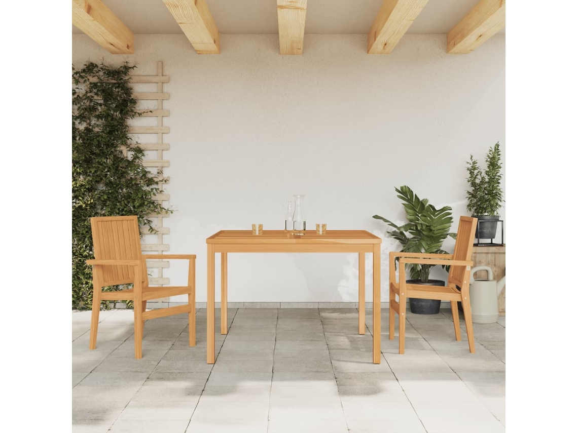 Juego de comedor de jardín de 2 piezas de madera maciza de teca Dkd Home Decor
