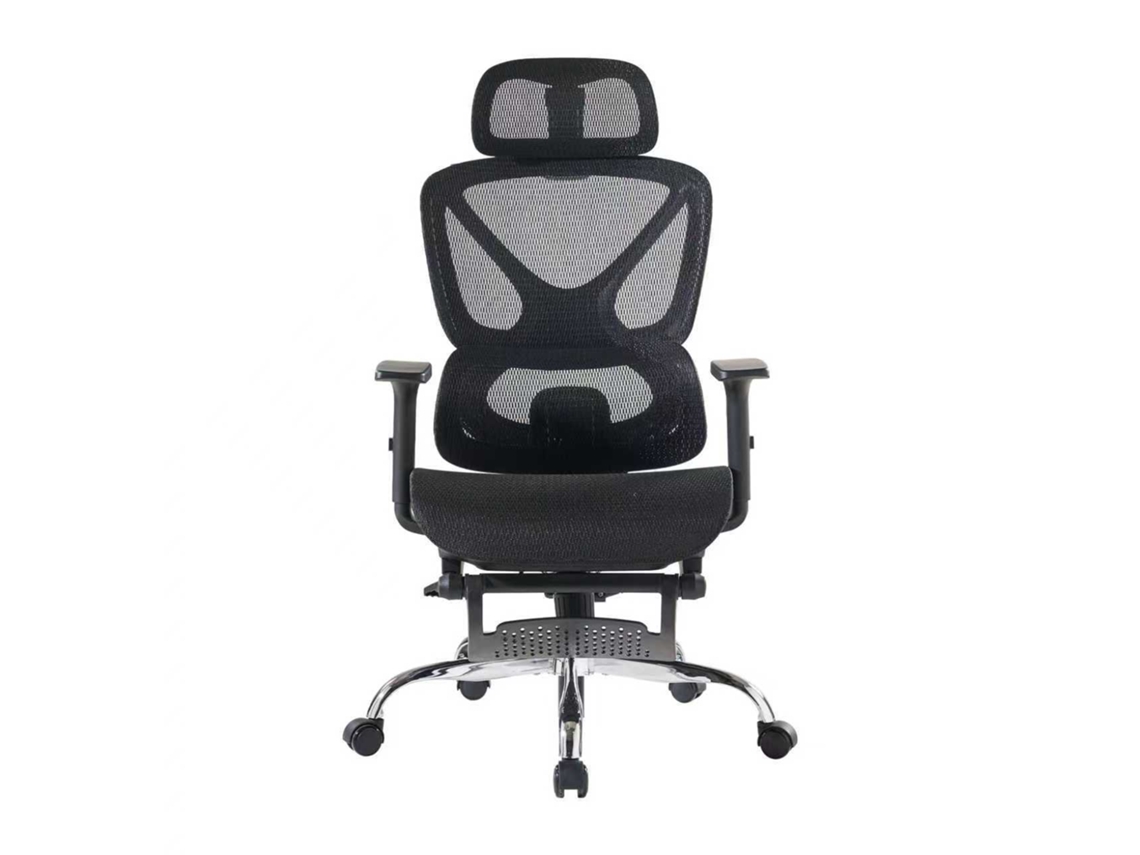Silla de oficina Seven Comfort: diseño ergonómico, reposacabezas y reposabrazos ajustables, se reclina hasta 135°.