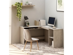 Escritorio | Mesa De Trabajo Forma De L Contrachapada Gris Hormigón 120x140x75 Cm