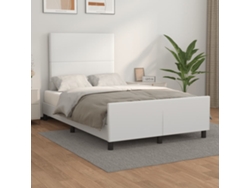 Estructura De Cama Sin Colchón Cuero Sintético Blanco 120x200cm