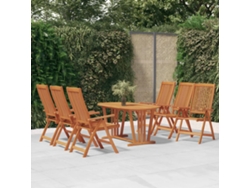Conjunto 7 Peças Jantar Para Jardim Madeira De Eucalyptus Maciça Dkd Home Decor