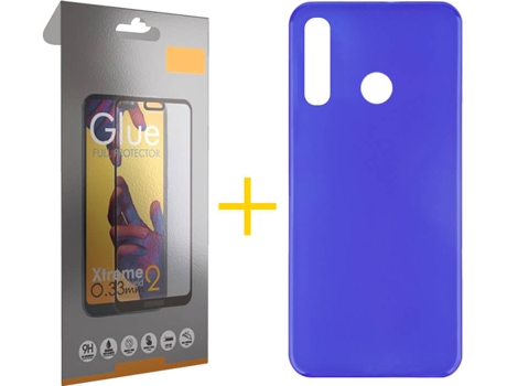 Kit Funda + Protector de Pantalla Huawei P Smart 2019 Plus SKYHE Liso Azul