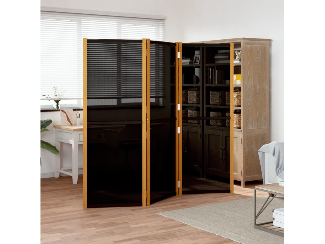 Biombo Divisor De 3 Paneles Negro 210x180 Cm