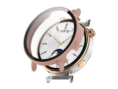 Huawei Watch GT 4 46 mm ENKAY Hat-Prince Pieza de cubierta completa + Funda protectora de reloj integrada con película templada (Rosa)