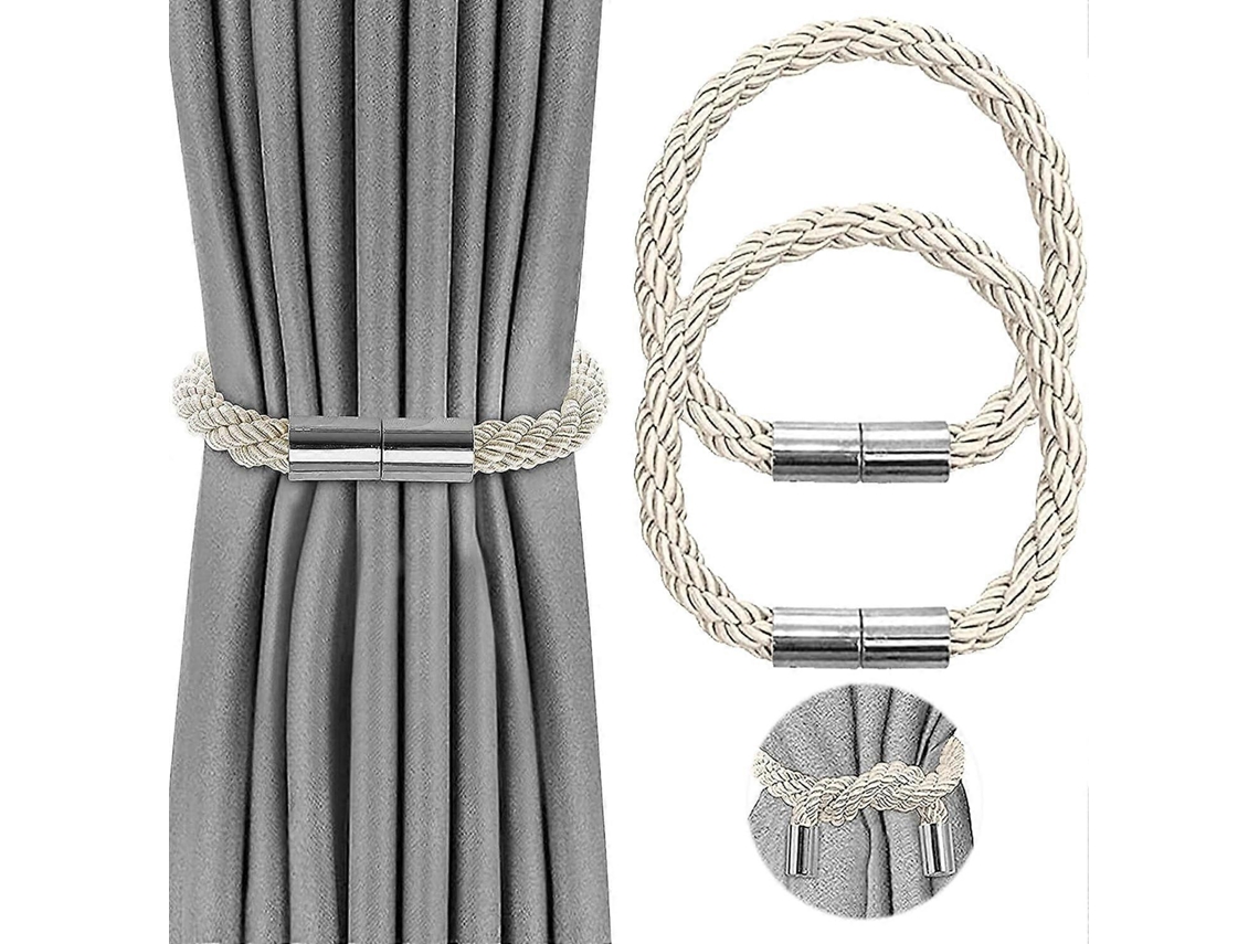 Rebe-paquete De 4 Sujetas De Cortina Magnéticas Grises, Ajustables, Sin Perforar, Para Cortinas Delgadas, Gruesas Y Decoración Paquete De 2 Beige