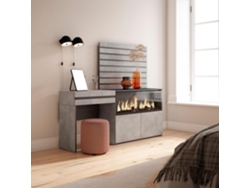 Tocador Cajón Chimenea Eléctrica Listones SKRAUT HOME Madera Melamina Gris (177x35x145)