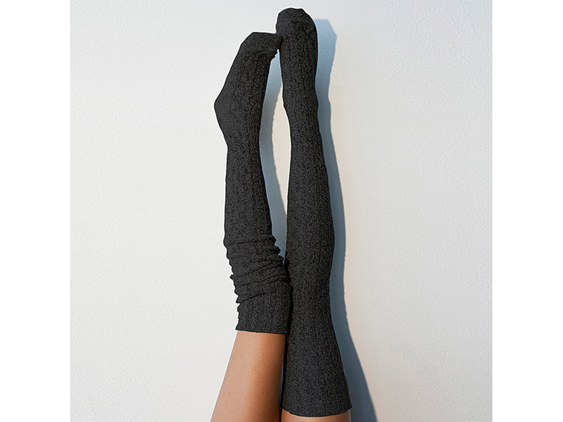 Calcetines Por Encima De La Rodilla, Calcetines De Punto Cálidos Hasta La Rodilla, Medias Suaves De Invierno (negro) Cuich