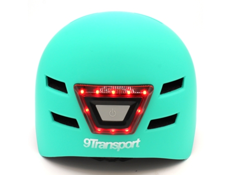 9TRANSPORT Casco Urbano con Luces Integradas, Talla L (58-61 cm), Verde Menta