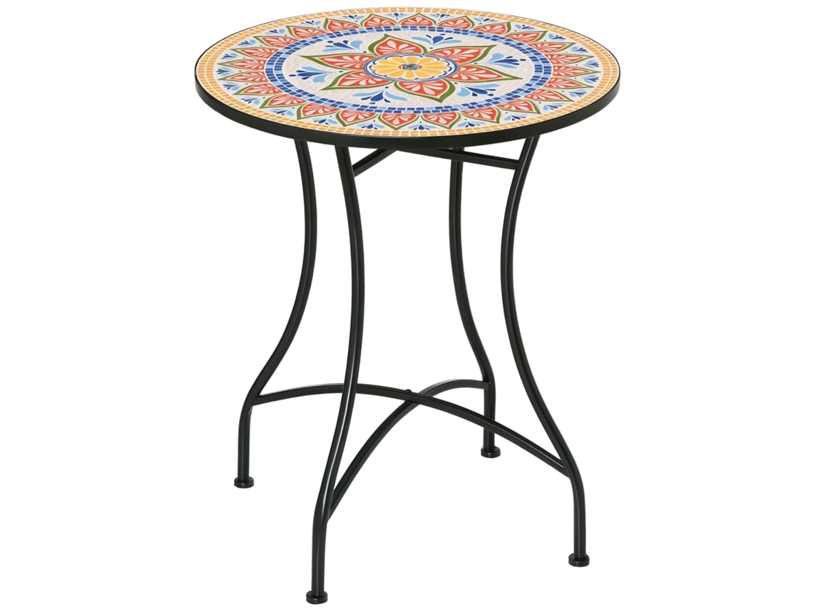 Mesa redonda de jardín, de metal resistente a la intemperie, Ø60 cm