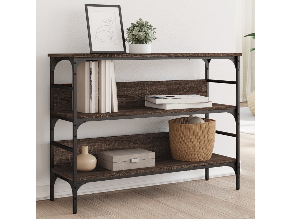 Mesa consola 100x32x75 cm Derivados Madera Roble Marrón Dkd Decoración del hogar