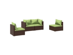 Conjunto 4 muebles de jardín VIDAXL y cojines ratán sintético marrón